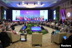 Para Menteri Luar Negeri menghadiri Forum Regional Perhimpunan Bangsa-Bangsa Asia Tenggara (ASEAN) ke-30 pertemuan Menteri Luar Negeri ASEAN di Jakarta, pada 14 Juli 2023. (Foto: via Reuters)